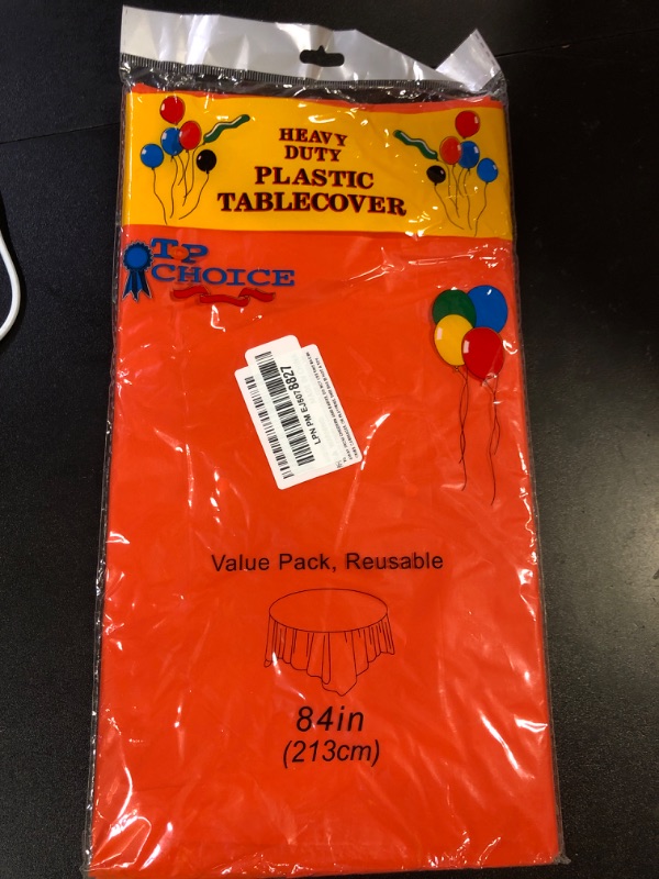 Photo 1 of SietDESEO 2 Pack Orange Tablecloth Round 84 x 84 Plastic Table Cover Waterproof Orange Table Cloth Disposable for Wedding Birthday Baby Shower Thanksgiving Party Picnic Circle Tablecloth