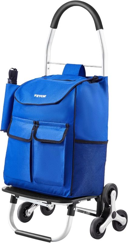 Photo 1 of VEVOR Stair Climber Trolley Dolly, 36L Folding Shopping Grocery Cart Trolley Laundry Stair Climbing Handcart with 6 Wheels & Oxford Cloth Bag, Foldable Cart for Shopping Grocery Laundry Climbing
