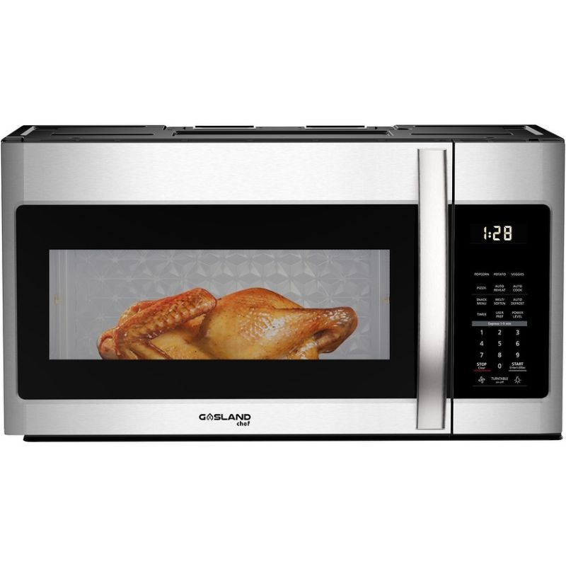Photo 1 of 30 in. 1.9 Cu. Ft. Over-the-Range Microwave Oven in Stainless Steel with 13.5 in. Glass Turntable, 1000-Watts
