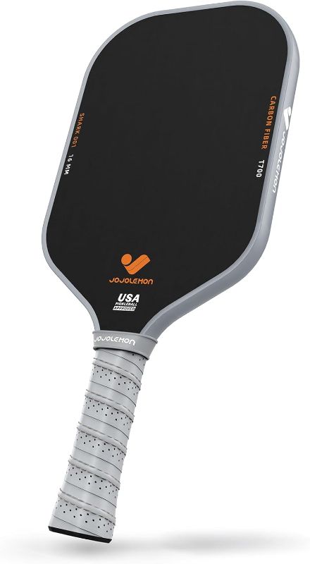 Photo 1 of Pickleball Paddles, Carbon Fiber Pickleball Paddle with a 16mm Shark Power Polymer Core, The Pickleball Rackets Designed for Ultimate Spin & Consistency
