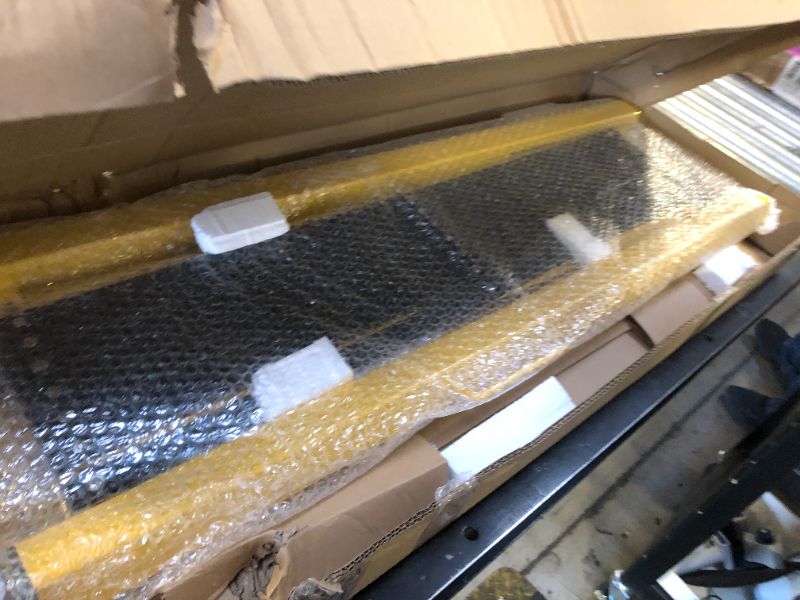 Photo 1 of Trafford Industrial Expandable Metal Barricade, 11 Feet, Yellow and Black, Mobile Safety Barrier Gate, Retractable Traffic Fence