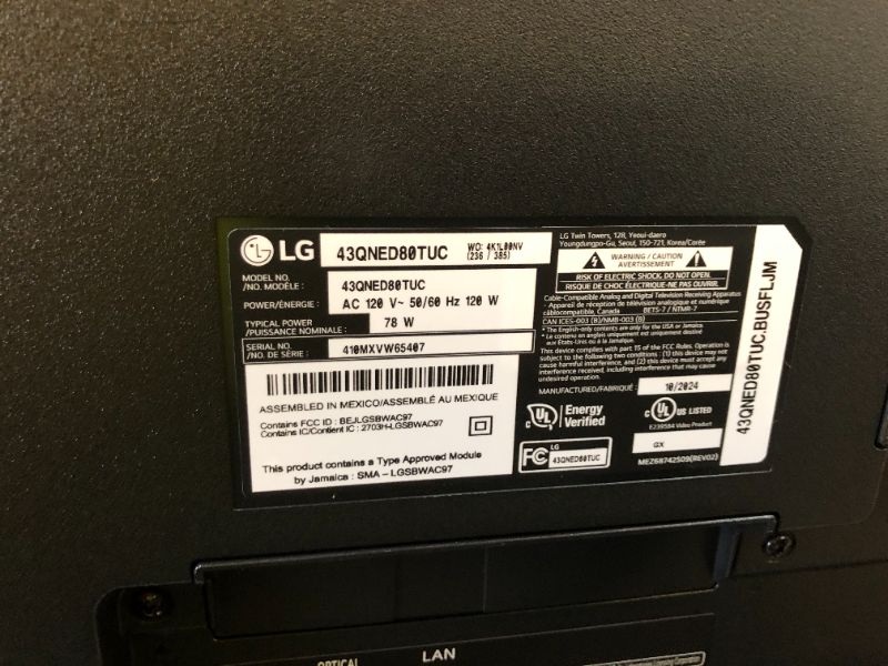 Photo 1 of LG 43-Inch Class QNED80T Series LED Smart TV 4K Processor Flat Screen with Magic Remote AI-Powered with Alexa Built-in (43QNED80TUC, 2024)