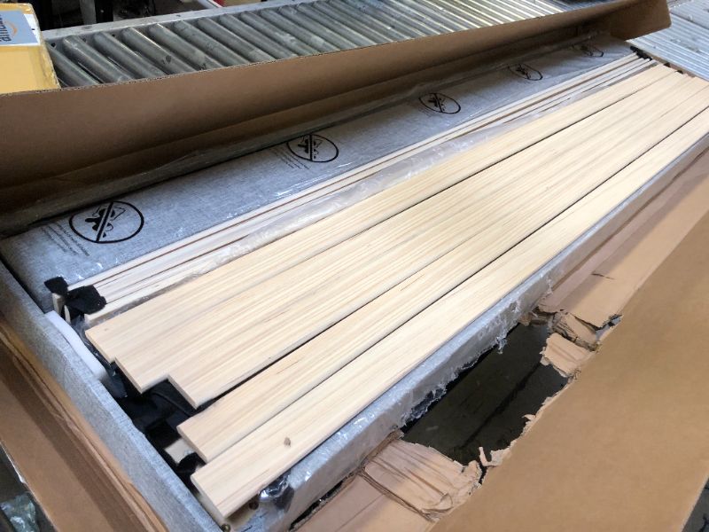 Photo 1 of HAOARA King Size Platform Bed Frame with Upholstered Button Tufted Headboard, Mattress Foundation with Wooden Slat Support, Noise Free, No Box Spring Needed, Easy Assembly, Light Grey