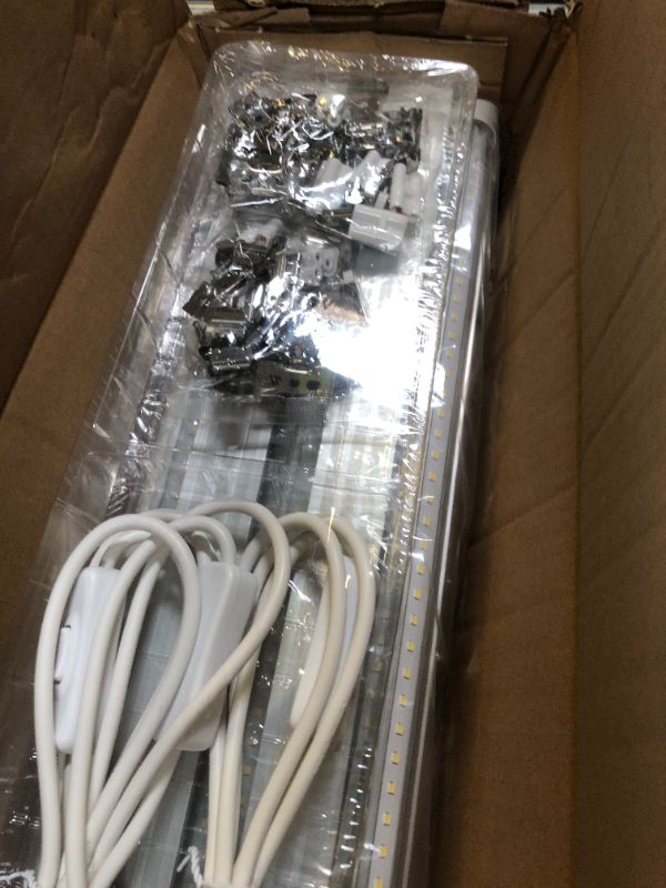 Photo 1 of Barrina LED Shop Lights, 8FT 72W 10000LM 5000K, Daylight White, V Shape, Clear Cover, High Output, Linkable, T8 LED Tube Light, for Garage 8 Foot with Plug (Pack of 10)