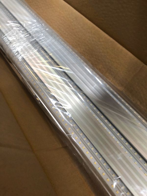 Photo 1 of Barrina LED Shop Lights, 8FT 72W 10000LM 5000K, Daylight White, V Shape, Clear Cover, High Output, Linkable, T8 LED Tube Light, for Garage 8 Foot with Plug (Pack of 10)