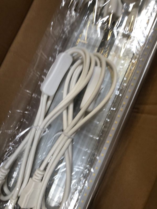 Photo 1 of Barrina LED Shop Lights, 8FT 72W 10000LM 5000K, Daylight White, V Shape, Clear Cover, High Output, Linkable, T8 LED Tube Light, for Garage 8 Foot with Plug (Pack of 10)