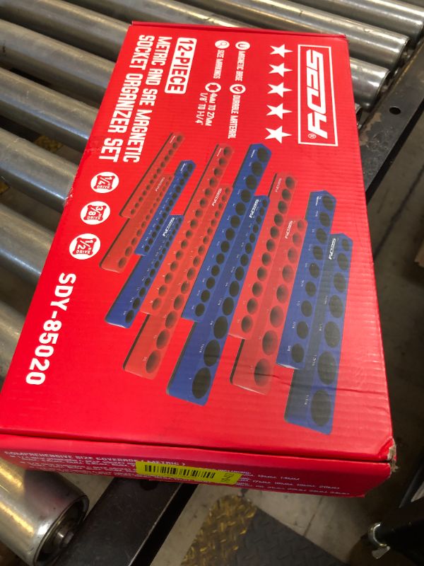 Photo 1 of 12-Piece 1/4" 3/8" 1/2"-Drive SAE & Metric Magnetic Socket Organizer Set (Holds 143 Sockets) -Detachable Tool Tray with 5mm Magnetic Base for Garage/Home(Sockets Not Included)