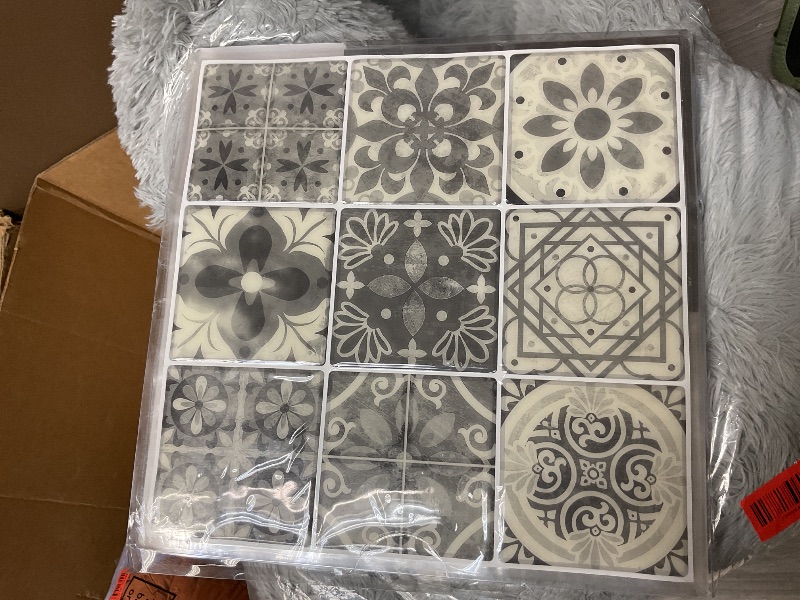 Photo 1 of Peel and Stick Backsplash Tile Stickers, Gray Talavera Mexican Tiles (10 Sheets)