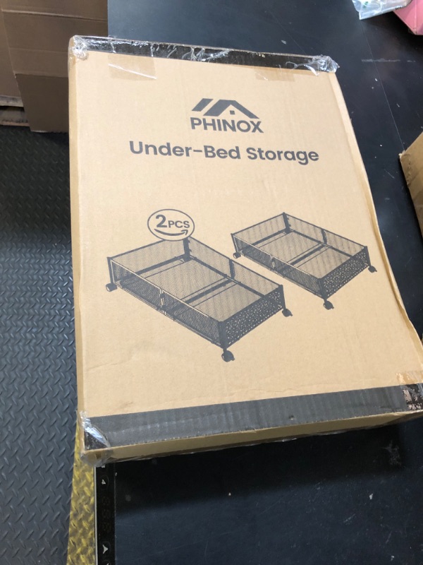 Photo 1 of Under Bed Storage Containers with Wheels, Under Bed Shoe Storage Organizer Drawer, Tool-free Assembly Metal Storage Containers for Bedroom Clothes Shoes Blankets -2PCK