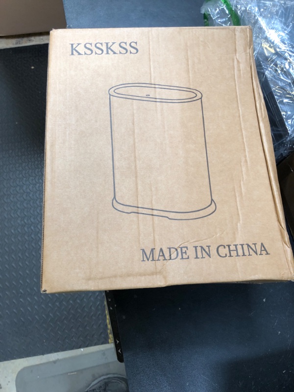 Photo 1 of KSSKSS 1.8 Gallons Small White Bathroom Trash Can with Lid, Slim Bathroom Garbage Bin, Removable Liner Bucket, Dog Proof Trash Can with Pop-Up Lid for Bedroom,Toilet