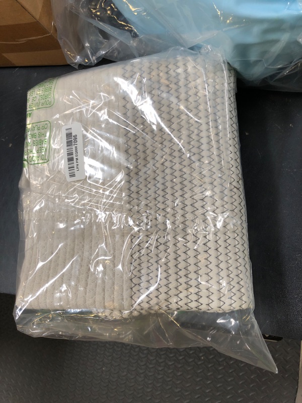 Photo 1 of Medium and Large Woven Basket//With Handle, Used for Toys and Fabric Storage Basket used for Storing xl Storage Box, Decorative Storage Box Room (14L*15.7H I White/Black Line, 14L*10W*15.7H)