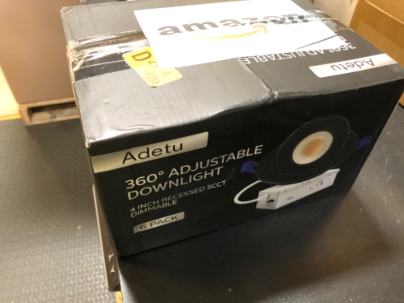 Photo 1 of Adetu 4 inch 5CCT Gimbal Black Led Recessed Lights, 360°+90° Adjustable Directional Recessed Lighting, 2700K/3000K/3500K/4000K/5000K Dimmable Retrofit Eyeball Can Lights with Jbox, ETL?Black, 6 Pack?