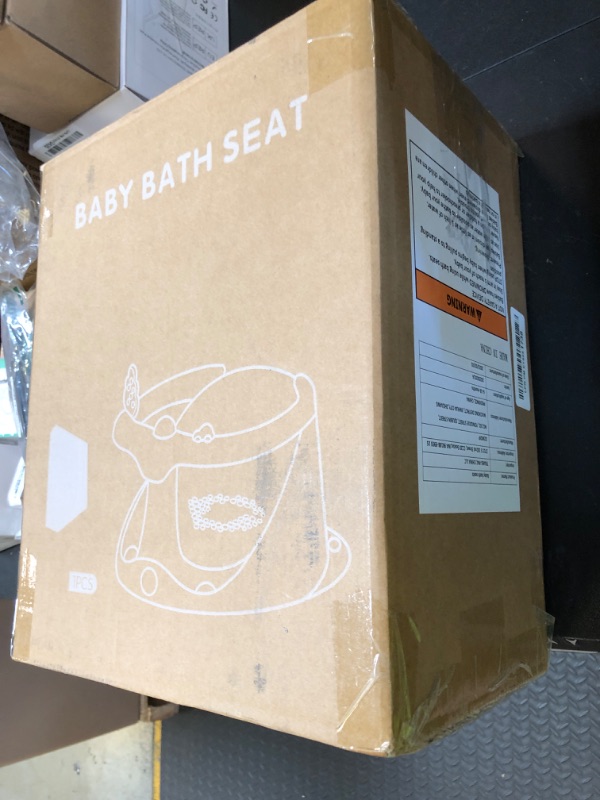 Photo 1 of Baby Bath Seat for Babies 6 Months & Up - Bathtub Seats for Babies Sitting Up with Rinse Cup, Non-Slip, Comfortable, Infant Bath Essentials, Gray