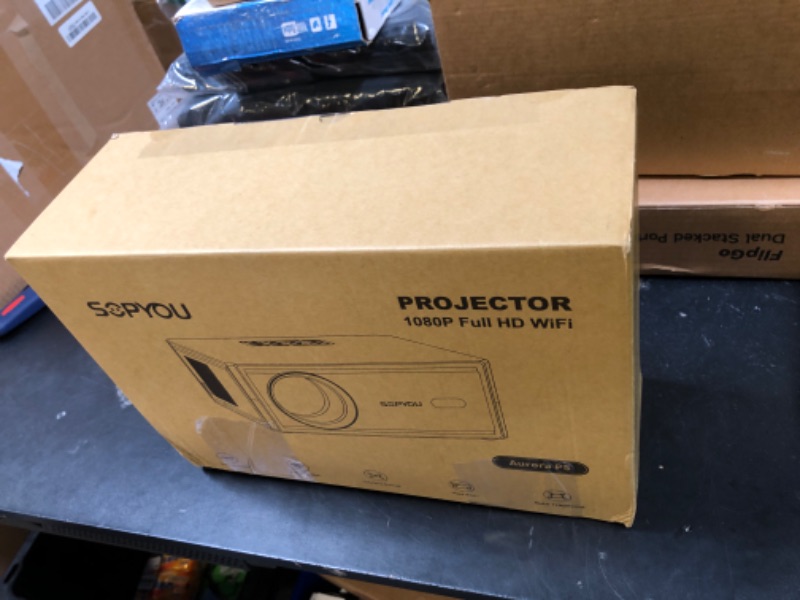 Photo 1 of [Electric Focus/Auto Keystone] Projector with WiFi and Bluetooth, Native 1080P 4K Support Outdoor Movie Projectors Max 450" Display, SOPYOU Home Theater Projector for iOS/Android/TV Stick