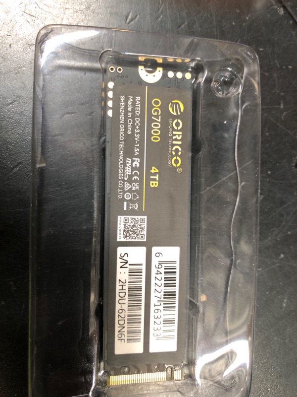 Photo 1 of ORICO OG7000 4TB PCIe Gen4 NVMe SSD, Up to 7400MB/s, 8-Channel Controller, Graphene Thermal Solution, Ideal for 4K Video Editing, 3D Rendering, Content Creation, Compatible with PS5 and PC