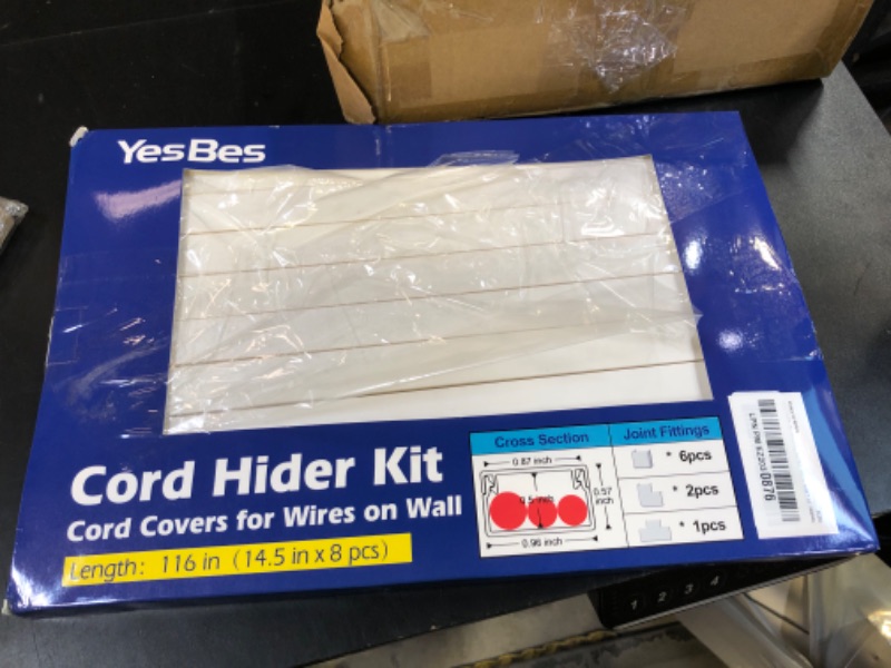 Photo 1 of 116in Cord Hider Kit, Cord Covers for Wires on Wall, Paintable Cable Raceway, Cord Hider for Wall Mount tv, tv Cable Hider Wall kit, Wire Covers for Cords, W0.96in X H0.57in, White