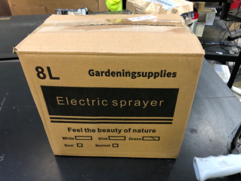 Photo 1 of JIUYUDS 2.1 Gallon Battery Powered Garden Sprayer, USB Rechargeable Backpack Sprayer with 3 Adjustable Nozzles, Telescoping Wand, Ergonomic Strap for Lawn and Garden Pump Sprayer
