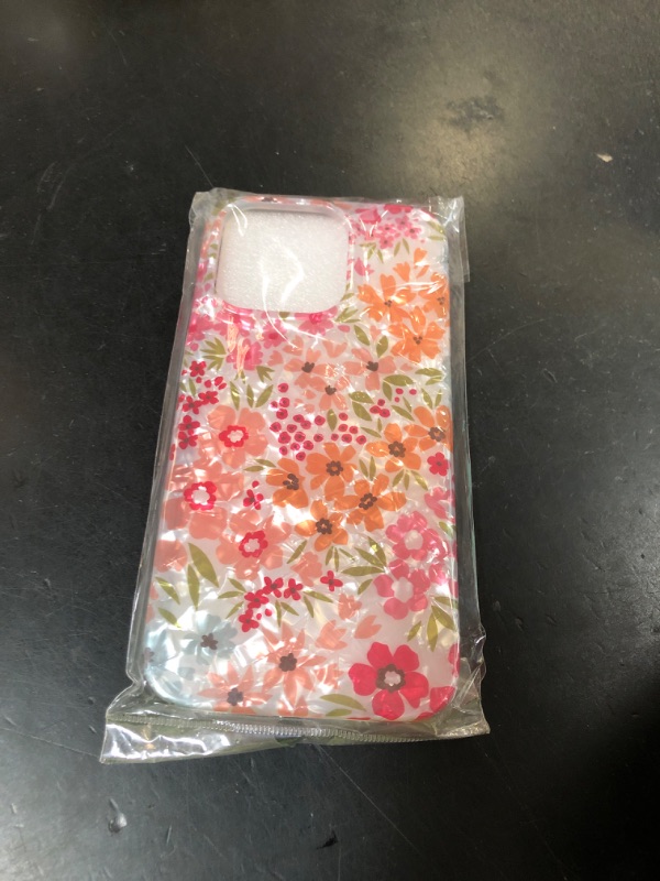 Photo 1 of Qokey for iPhone 14 Pro Case 6.1",Cute Clear Floral Design for Women Shell Pattern Soft Lightweight Slim Fit TPU Shockproof Phone Cover,Pink Fragmented Flowers