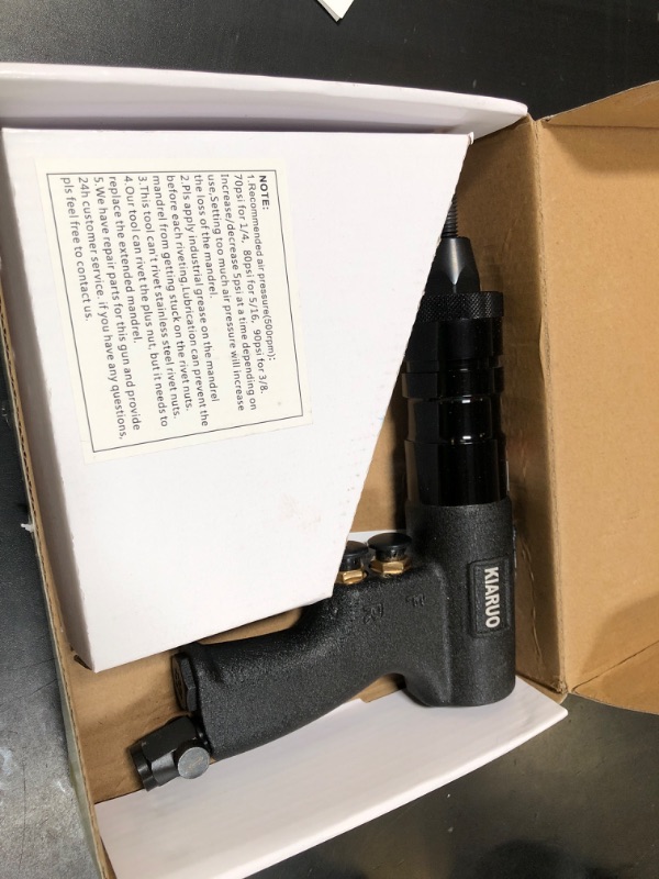 Photo 1 of KIARUO Pneumatic Rivet Nut Gun with Self-locking Head Gun 1/4 & 5/16 & 3/8 Mandrels,Industrial Grade Adjustable Speed Pull Rivnut Gun Model:LM07 Button Switch