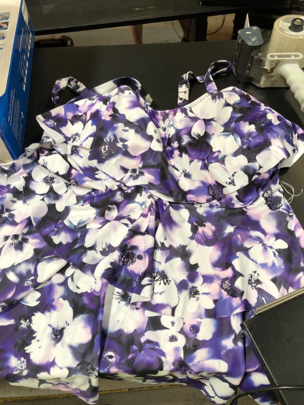 Photo 1 of YONIQUE Purple Ruffles Swim Top Size 20W