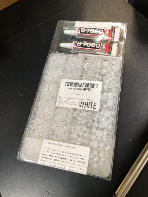 Photo 1 of 10000Pcs White Flatback Pearls with B7000 Glue Kit, Assorted 2/3/4/5/6/8/10mm Round Half Dome Pearls, Flat Back Fake Beads for Craft, Crafting, Shoes, Nails, Decorations, Clothes, DIY
