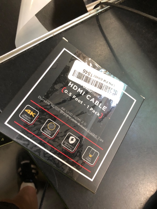 Photo 1 of PowerBear 4K HDMI Cable 0.5 ft | High Speed, Braided Nylon & Gold Connectors, 4K @ 60Hz, Ultra HD, 2K, 1080P, ARC & CL3 Rated | for Laptop, Monitor, PS5, PS4, Xbox One, Fire TV, Apple TV & More
