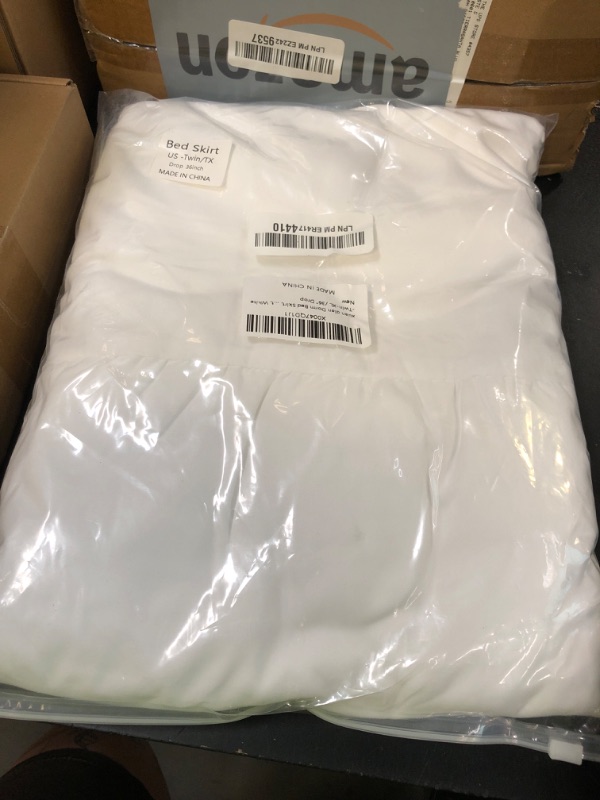 Photo 1 of Dorm Bed Skirt, Dorm Bed Skirt Twin XL, 100% Microfiber Dorm Bed Skirts, Twin Extra Long Dorm Bedding, Split Corner, Twin XL 36" Drop (White)