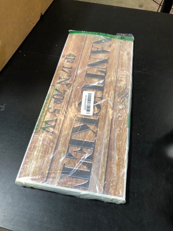 Photo 1 of Stupell Industries Plank City Coordinates Nantucket Wall Plaque Art, 7 x 0.5 x 17, Multi-Color