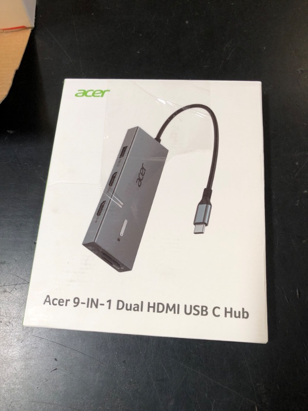 Photo 1 of Acer USB C Docking Station Dual Monitor With 2 HDMI, 9-IN-1 Laptop Docking Station with 4K HDMI, USB A&C 3.0, SD/Micro SD, 100W PD Charging, USB C Dock Compatible with Acer/Dell XPS/HP/Mac/Surface etc