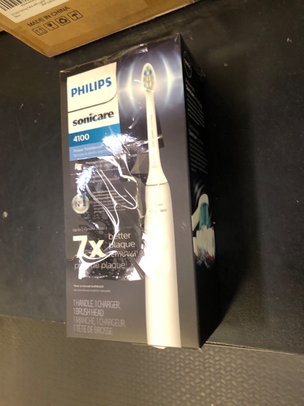 Photo 1 of Philips Sonicare 4100 Rechargeable Electric Toothbrush, with Pressure Sensor, 2 Intensity Settings, SmarTimer and QuadPacer, 14-Day Battery Life, White, Model HX3681/23