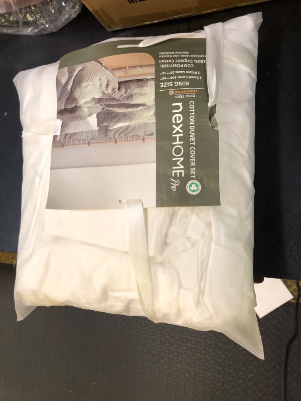 Photo 1 of NEXHOME PRO Cotton Duvet Cover Set King Size Linen Feel White Organic Natural 100% Washed Cotton Duvet Cover Set 3 Pieces Bedding Set with Zipper Closure, Lightweight and Breathable (No Comforter)