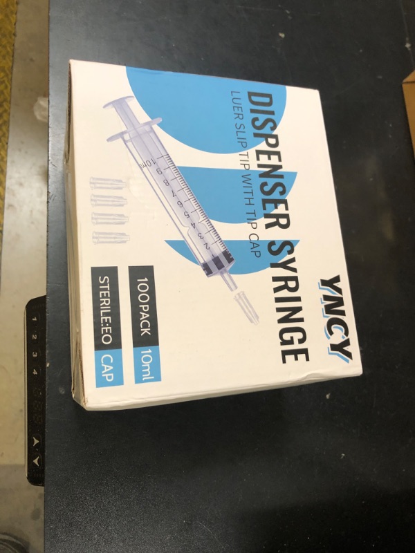 Photo 1 of 100 Pack 10ml Syringes with Cap, Luer Slip Tip, 10cc syringe Whole Pack Bulk Sterile Sealed, No Needle