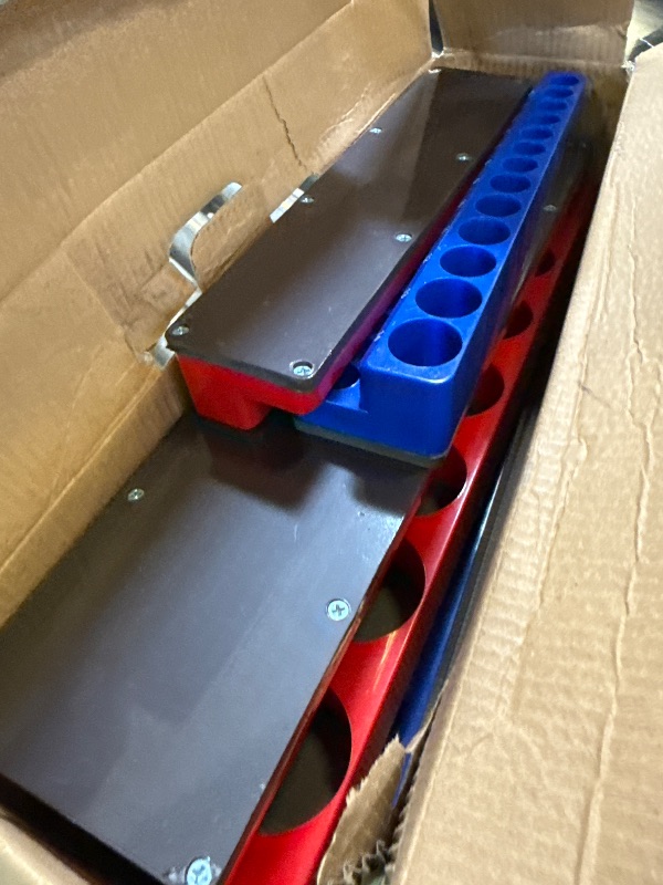 Photo 1 of Magnetic Socket Organizer Set, 6PCS Socket Holder, 1/4", 3/8", 1/2" Sockets Holds 143 Pieces Magnetic Sockets Trays (Blue&red, 6 Pcs)