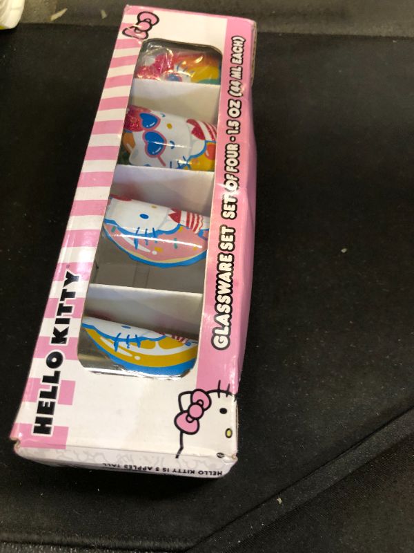 Photo 1 of Silver Buffalo Sanrio Hello Kitty Summer Pool Floatie Glitter 4 Pack Mini Glass Set, 1.5 Ounces