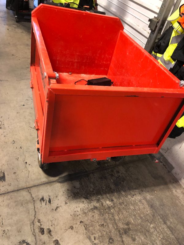 Photo 1 of Electric Steel Transport Cart 2300lbs Capacity Power Material Handling Side Detachable, Construction Cart with Motor Braking, Includes Replacement Accessories, Standing Model, Red
