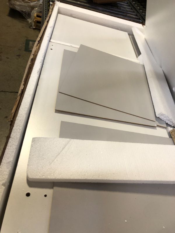 Photo 1 of Incomplete-----Tvilum 4-Drawer Desk, Modern White Office Writing Desk with Storage, Compact and Functional Desk for Home or Office