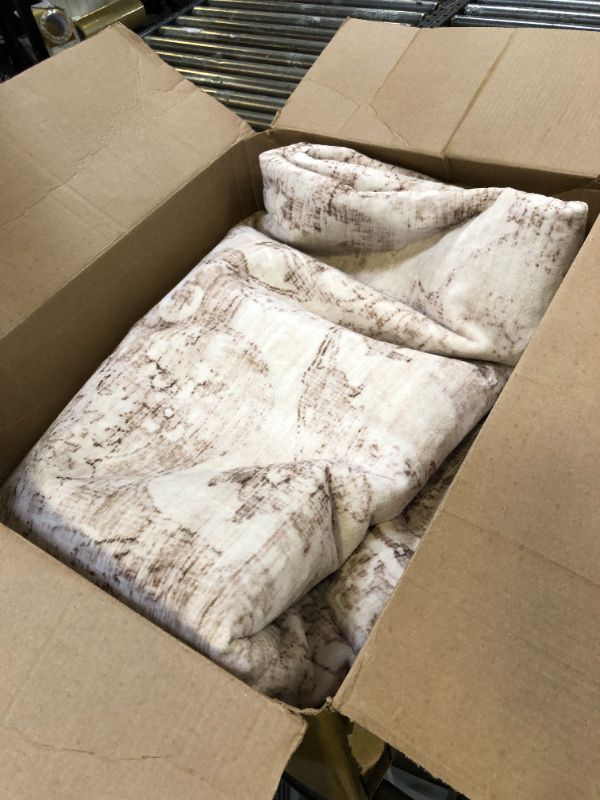 Photo 1 of WondRg 9x12 Neutral Area Rug Beige Floral Living Room Bedroom Large Carpet Non-Slip Low Pile Vintage Soft Thin Washable Throw Rug for Dining Room Office Kitchen Indoor Nursery