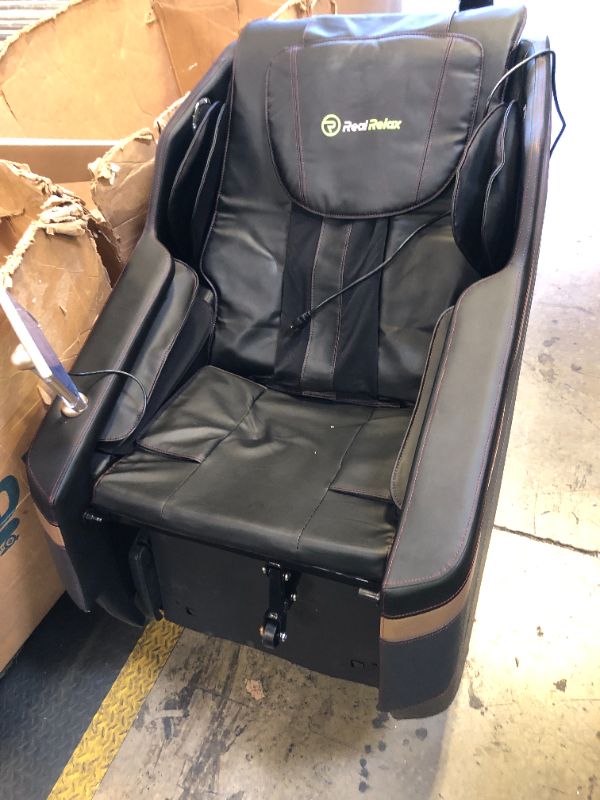 Photo 1 of Real Relax Full Body Massage Chair, Zero Gravity Shiatsu Massage Recliner Chair with Lower Back and Calf Heating Function, Bluetooth, LCD Touch Screen, Black and Gold