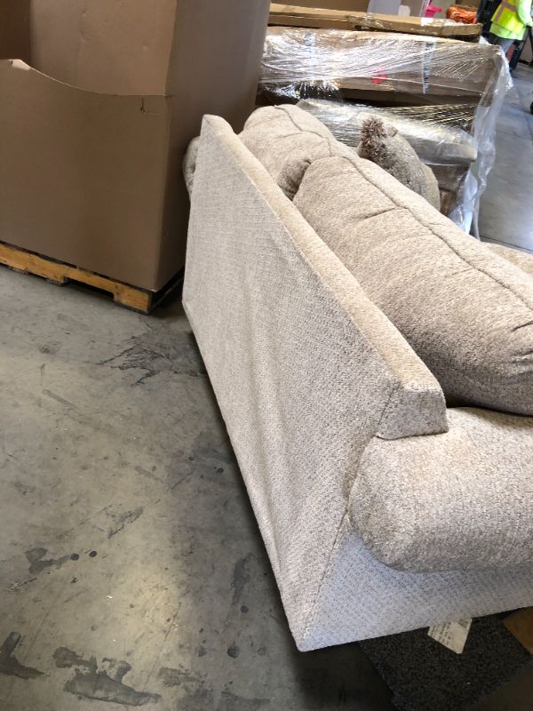 Photo 1 of Roundhill Furniture Hernen Carved Wood Frame Loveseat, Beige Wheat