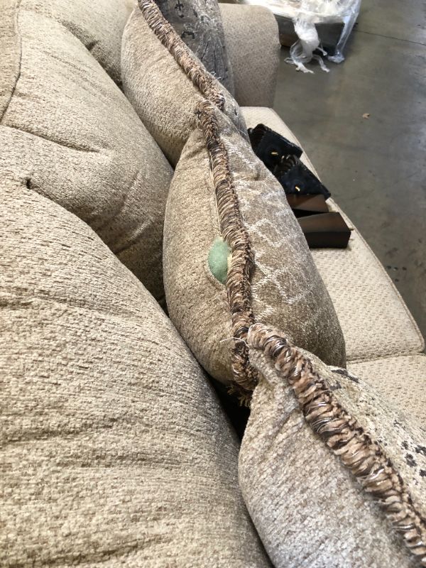 Photo 1 of Roundhill Furniture Hernen Carved Wood Frame Sofa, Beige Wheat