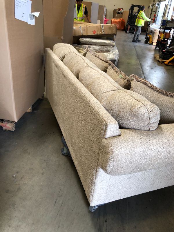 Photo 1 of Roundhill Furniture Hernen Carved Wood Frame Sofa, Beige Wheat