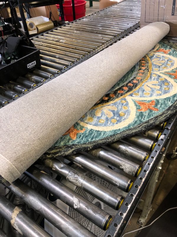 Photo 1 of LR Home 6ft Round Indoor Wool Area Rug for Home Decor | Rugs for Living Room, Bedroom, Playroom, Entryway, Office | Hand Woven Modern Farmhouse Large Boho Area Rug for Room Decor | Blue/Multicolor