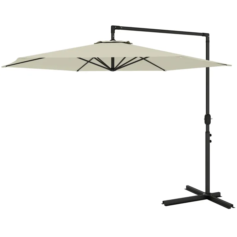 Photo 1 of Outsunny 9.5FT Offset Patio Umbrella with Crank, Cross Base, Round Hanging Cantilever Umbrella for Pool, Backyard, Deck, Garden