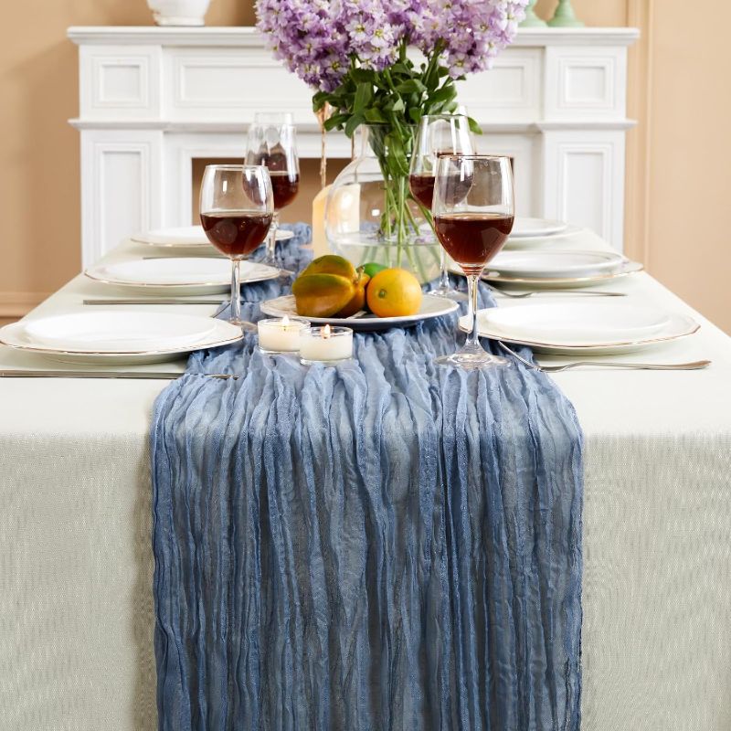 Photo 1 of Fantastshop Pink Table Runner Cheesecloth 6 Pack 10FT Boho Gauze Table Runner  Inch Rustic Cheese Cloth for Wedding Valentines Party Romantic Table Decoration.
