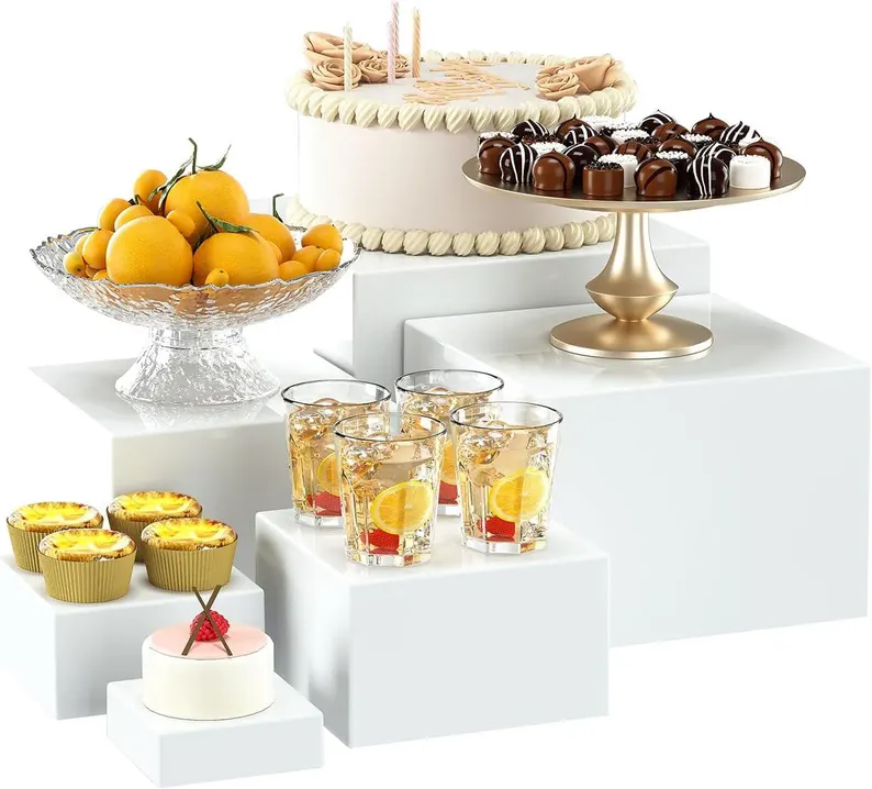 Photo 1 of White Acrylic Boxes for Display as Buffet Risers and Stands, Food Risers for Party