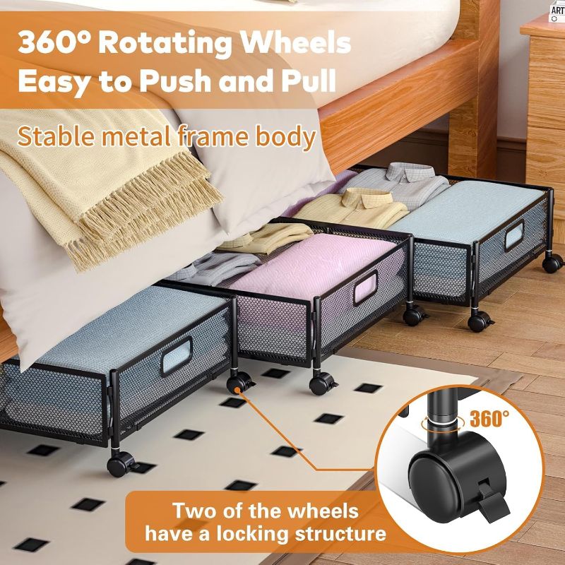 Photo 1 of smalls----Under Bed Storage with Wheels, Foldable Metal Mesh U 
