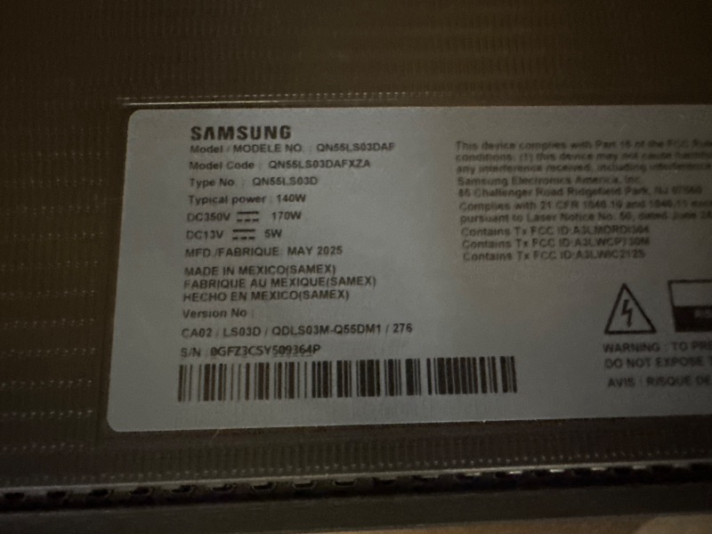Photo 1 of SAMSUNG 55-Inch Class QLED 4K LS03D The Frame Series Quantum HDR Smart TV w/Dolby Atmos, Art Mode, Anti-Reflection, Customizable Frame, Slim Fit Wall Mount with Alexa Built-in (QN55LS03D, 2024 Model)