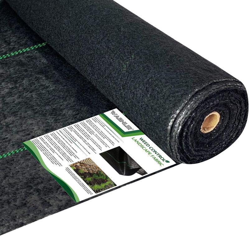 Photo 1 of WAENLIR 5.8oz 5ft x250ft Heavy Duty Weed Barrier Landscape Fabric, Sturdy Weed Blocker Cover, Outdoor Gardening Weed Control Mat
