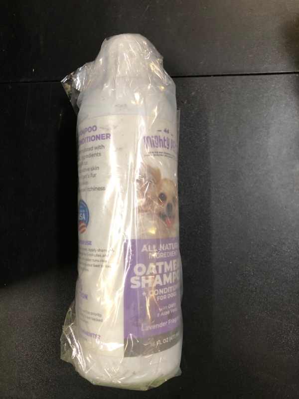Photo 1 of Mighty Petz 2-in-1 Oatmeal Dog Shampoo and Conditioner – 16 oz Natural Support for Allergies, Itchy Sensitive Skin. Moisturizing & pH Balanced for Dogs with Oatmeal and Aloe Vera