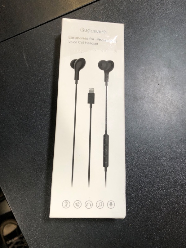 Photo 1 of Guguearth Lightning Headphones for iPhone,MFi Certified in-Ear Lightning Earphones for iPhone,Magnetic Earbuds for iPhone with Mic Controller Compatible with iPhone 14 13 12 11 Pro Max XR 8 7 (Black)